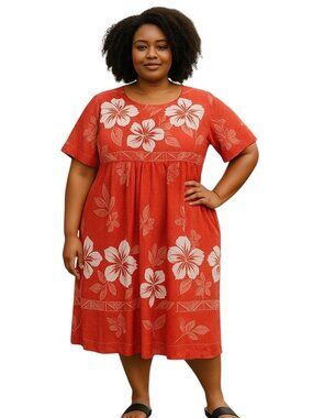 Anthony Richards Midi Dress Coral Size 3X Vintage Beach Vacation Resortwear Boho